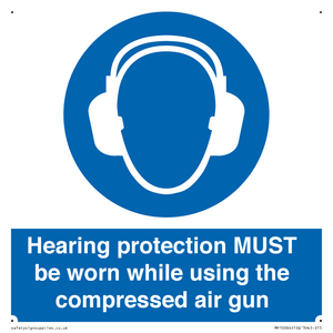 Hearing protection MUST be worn while using the compressed air gun